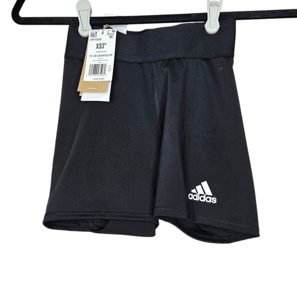 NEW Adidas Sz XS Black Volleyball Shorts Compression Active Gym 3" Running - Picture 1 of 4
